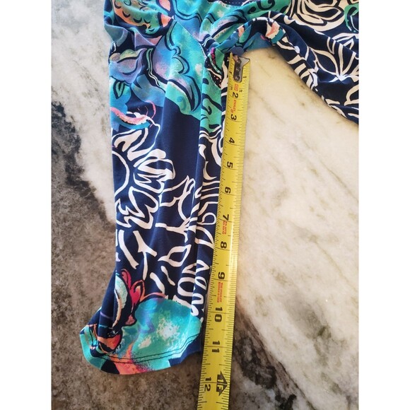 Chico’s Swirl Print 3/4 Sleeve Top Size 0 (Small) Navy Teal Pullover EUC SOFT - Picture 10 of 10